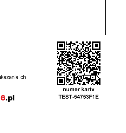 Przykładowe zbliżenie numeru i kodu QR karty