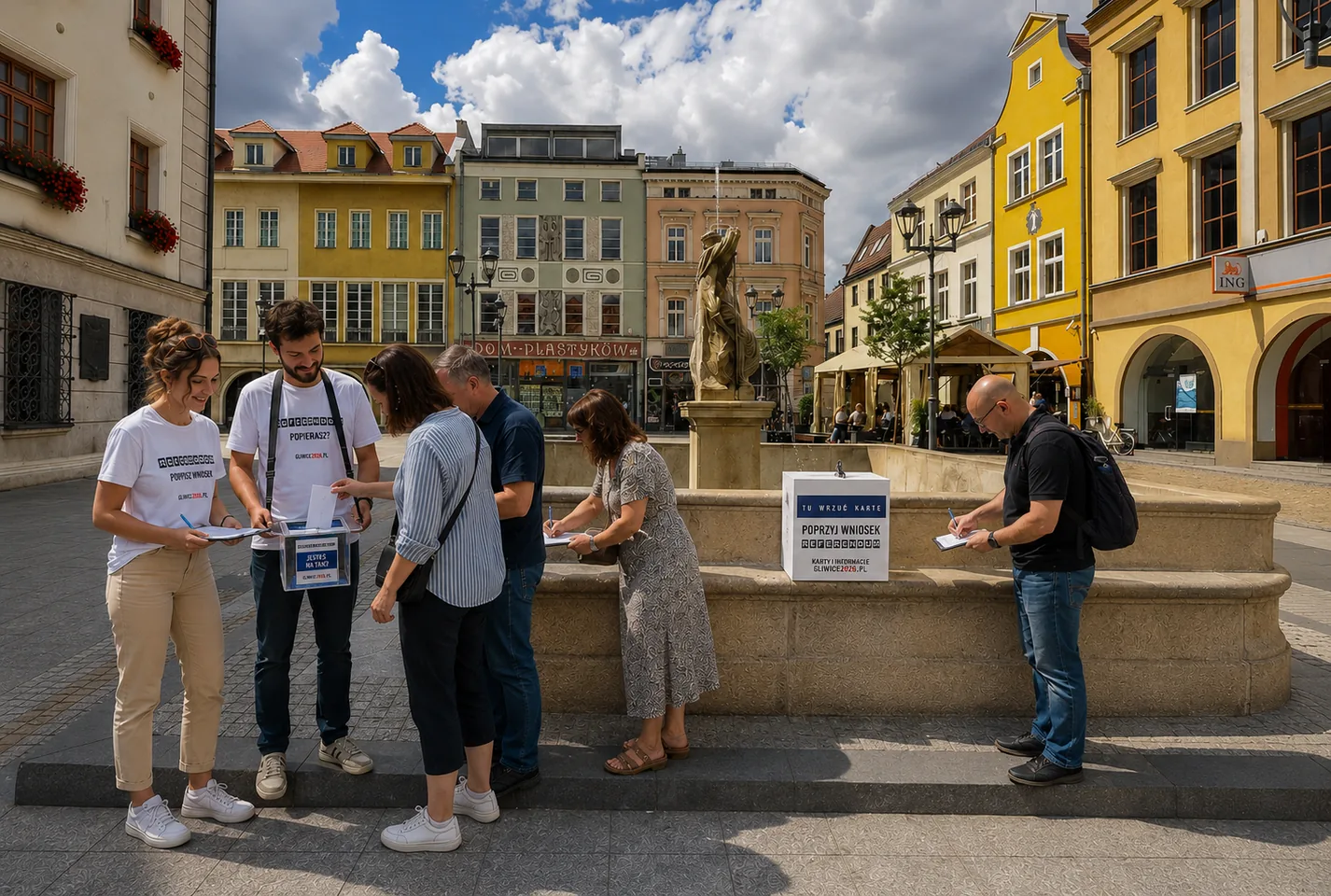 Mieszkańcy wspierający inicjatywę na gliwickim Rynku